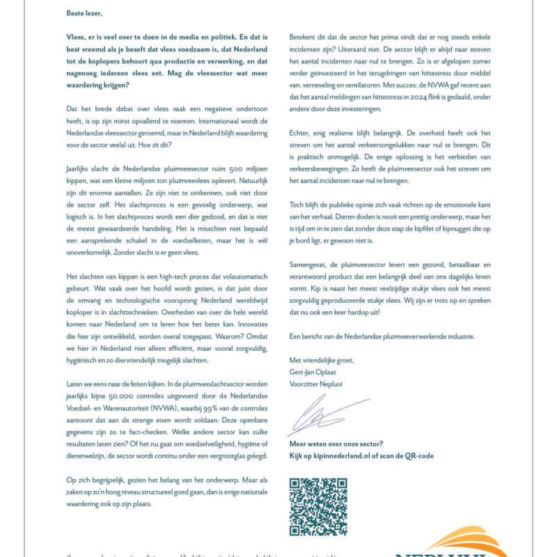 Advertentie ingezonden brief